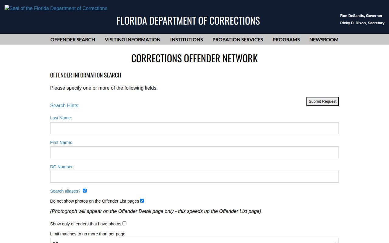 Martin Correctional Institution Work Camp offender release search