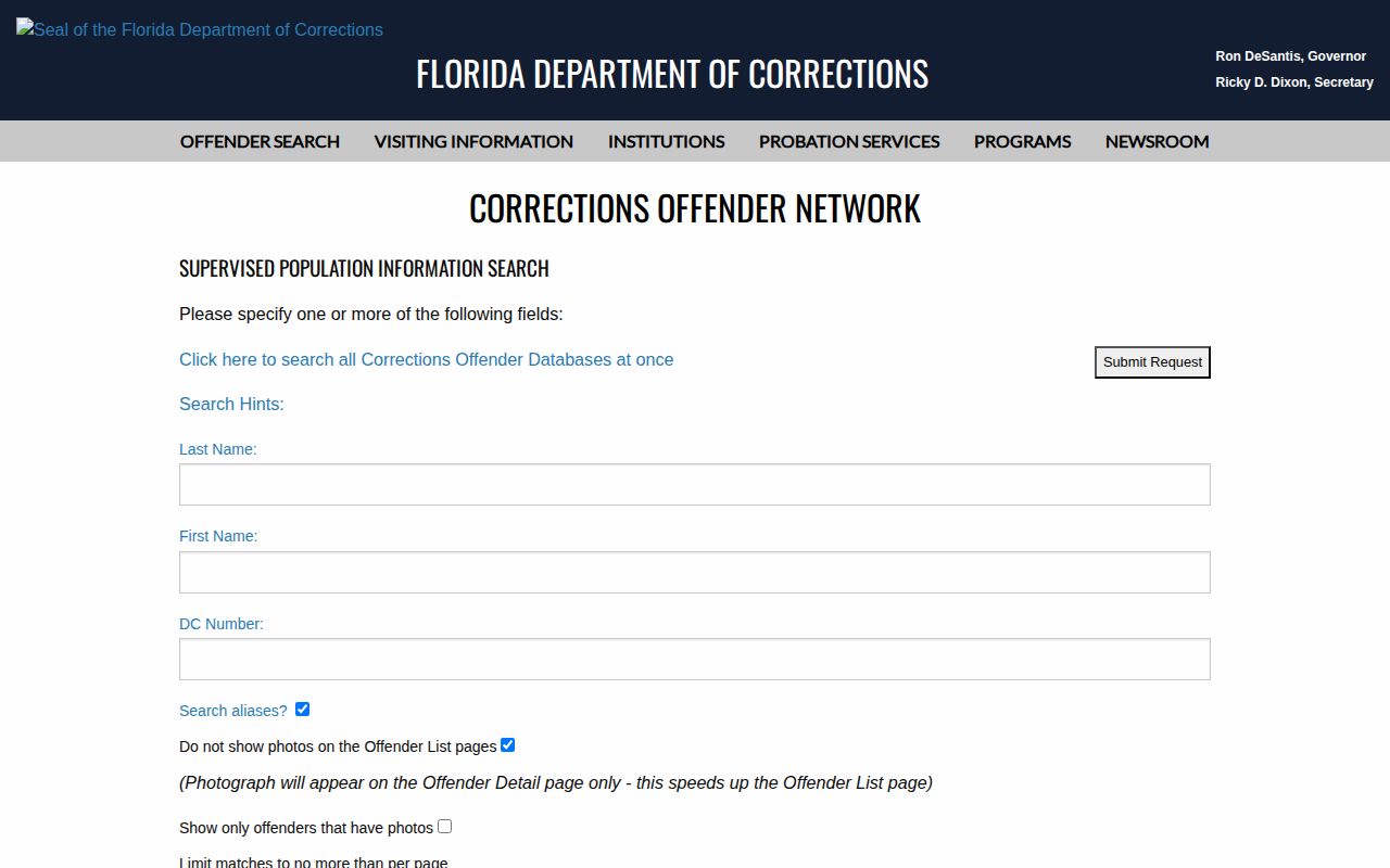 Martin County post-release supervision search through FDC