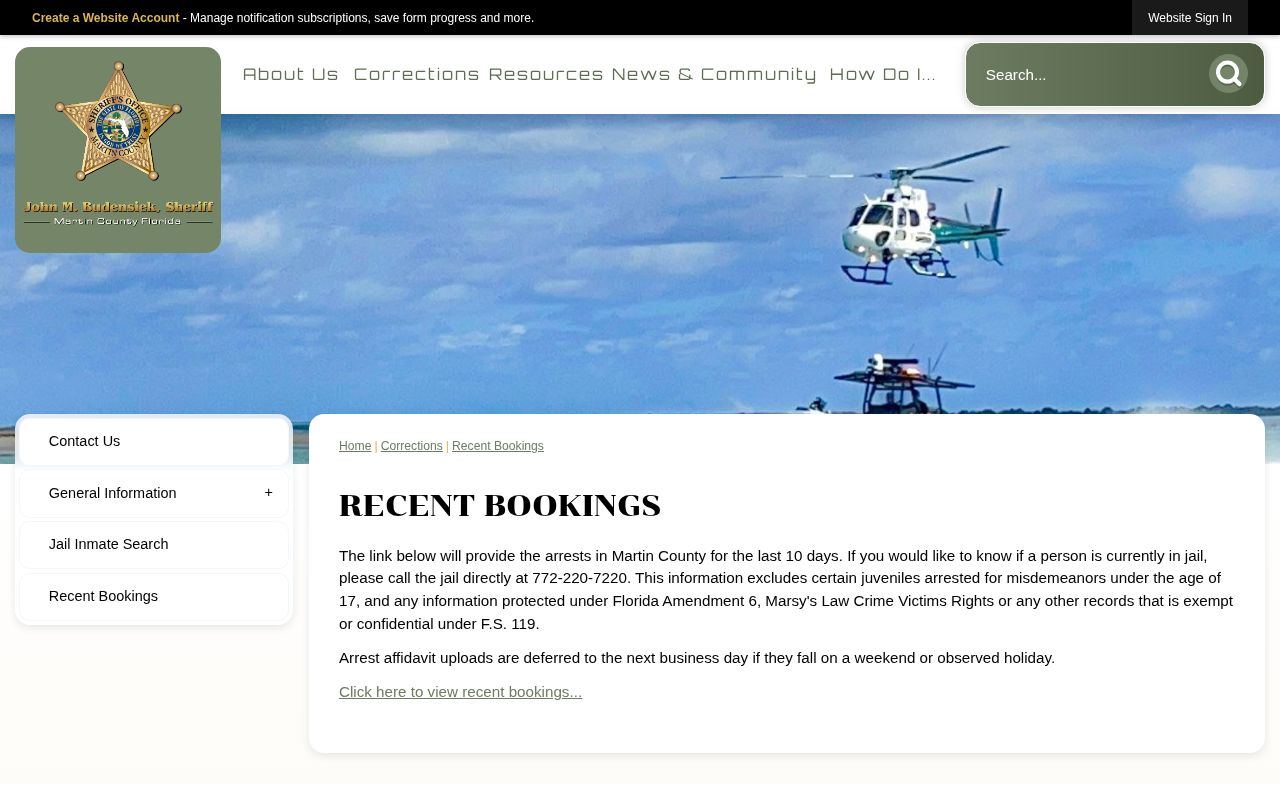 Martin County recent bookings page separated from 72-hour release records